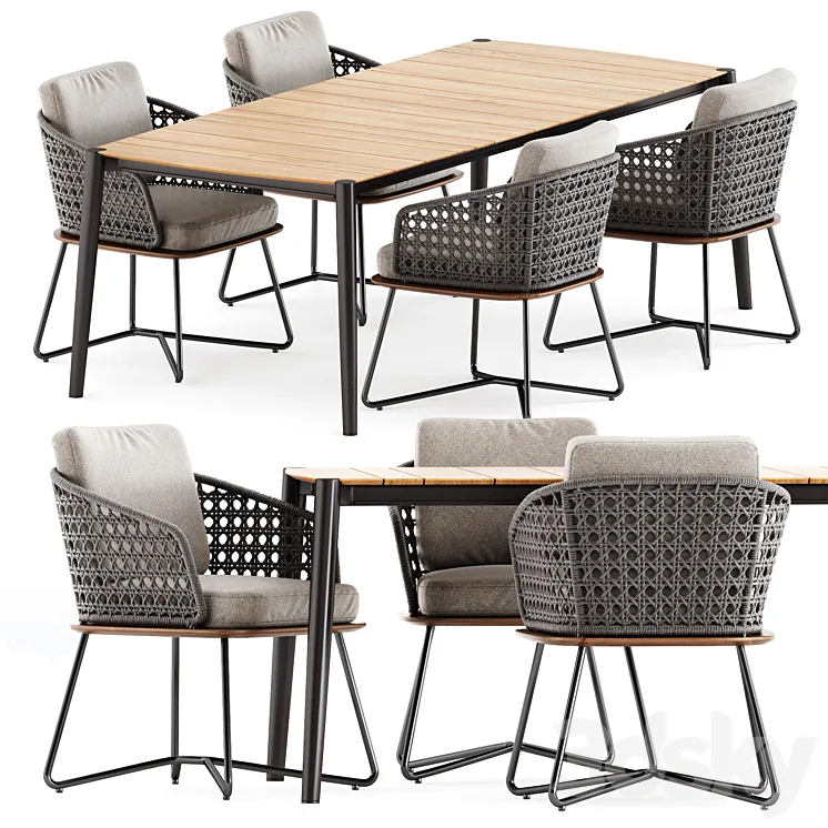 Rivera Little Armchair by Minotti and ICON DINING TABLE 89 by akulaliving 3D Model Free