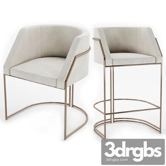 Rivers chair and bar stool 2 3D Model Free