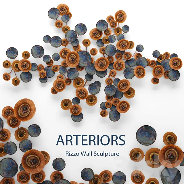 Rizzo Wall Sculpture. Arteriors wall decor disks panels metal 3D Model