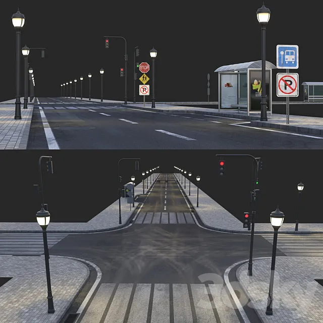 Road and busstop Free Download