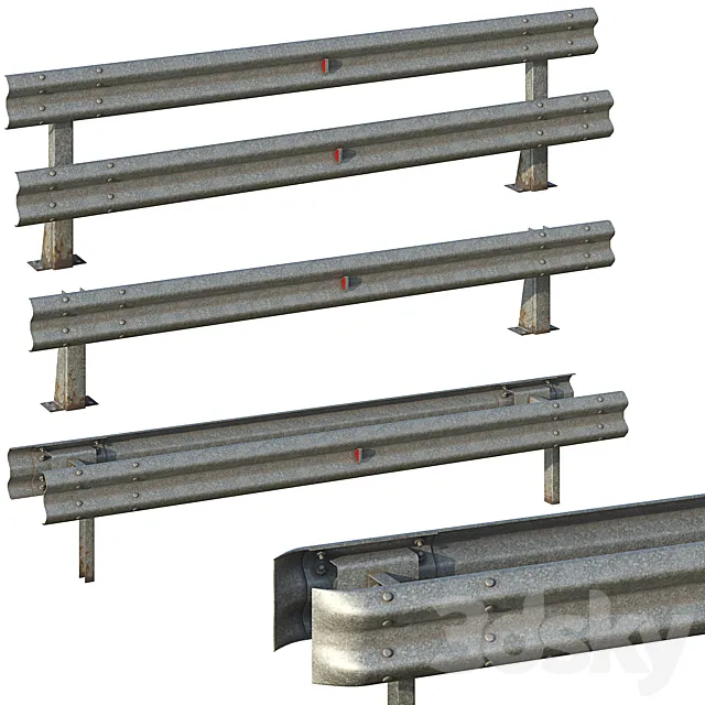 Road bumper (set of 6 options) 3D Model