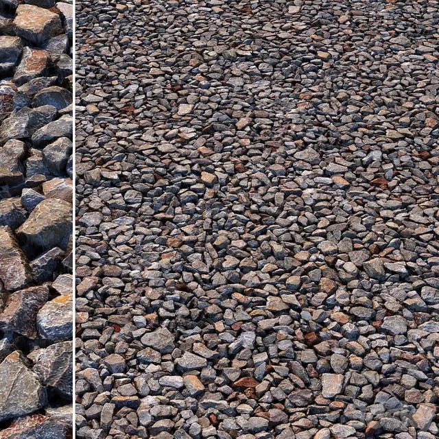Road gravel material 3D Model