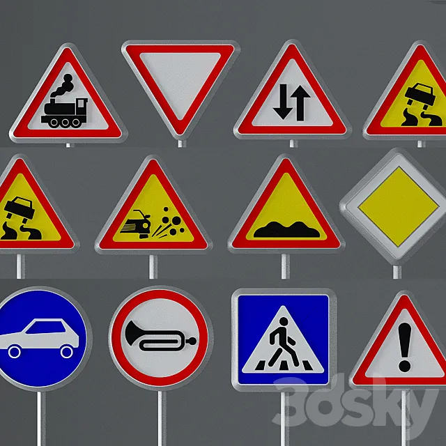 Road signs 3D Model