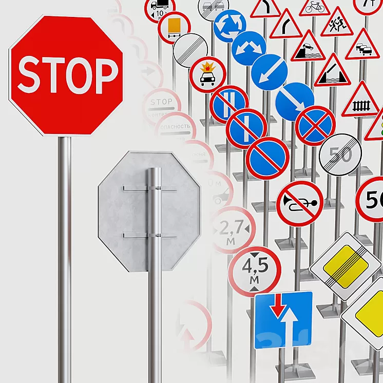 Road signs 3D Model