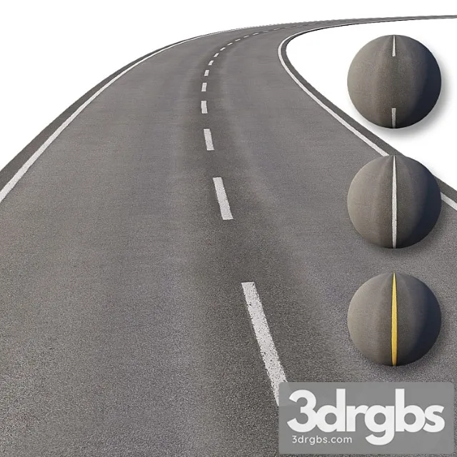 Road with markings 3D Model Free