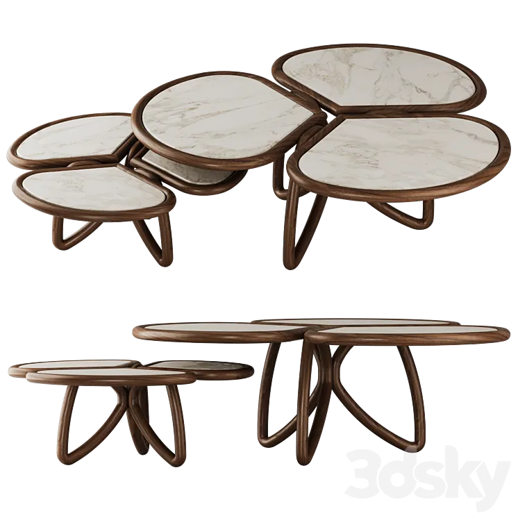 Roatan Set Coffee Table by Alma de Luce 3D Model Free