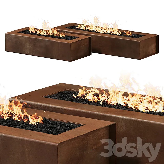 Robata Corten Firepit by Paloform 3D Model