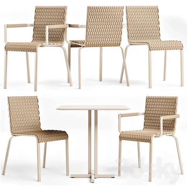 Roberti Rattan Key West Chairs & Table 3DModel
