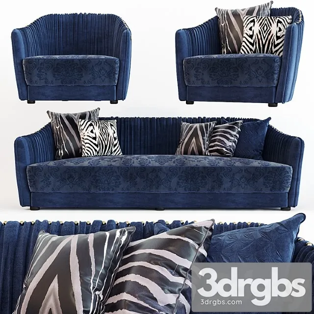 Roberto cavalli sharpei sofa and armchair 2 3D Model Free
