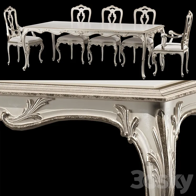 roberto giovannini dining table and chair ART 1341KPP and ART 193 3D Model Free