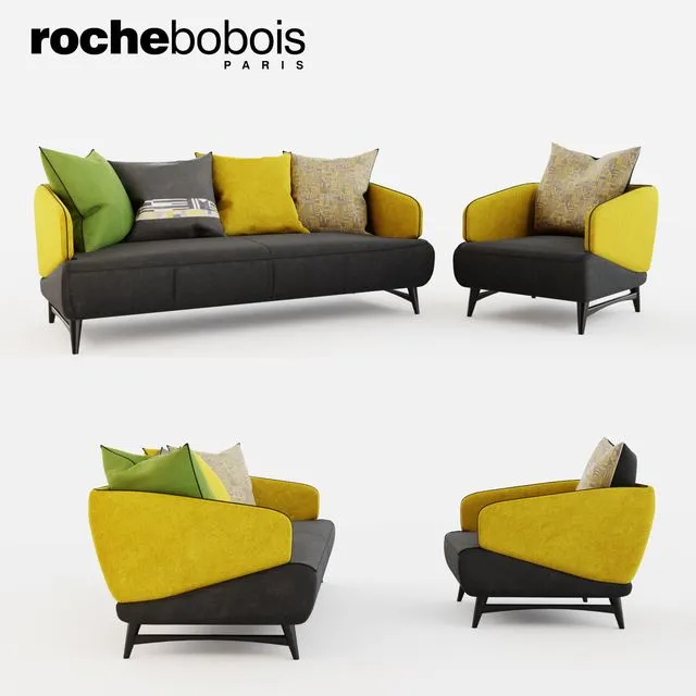 Roche Bobois Aries seat sofa & armchair 3D Model