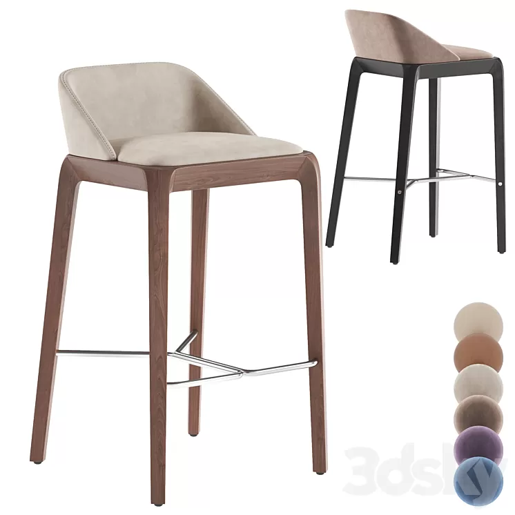 Roche Bobois Brio barstool 3D Model Free