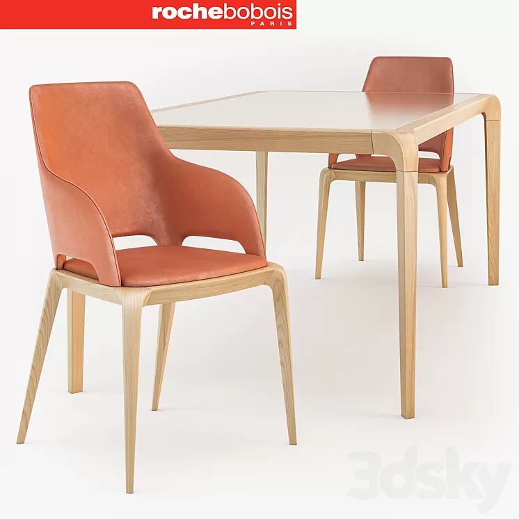 Roche Bobois BRIO dining table_BRIO Bridge chair 3D Model