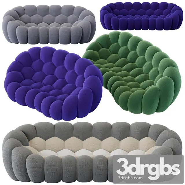 Roche bobois bubble curved 25-seat & 4-seat sofa 2 3D Model Free
