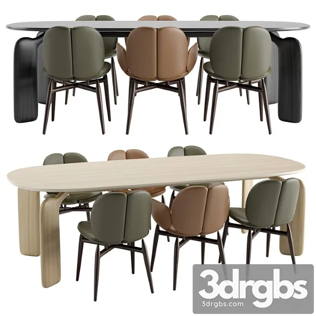 Roche Bobois Pulp Table Chairs Wooden 3D Model Free