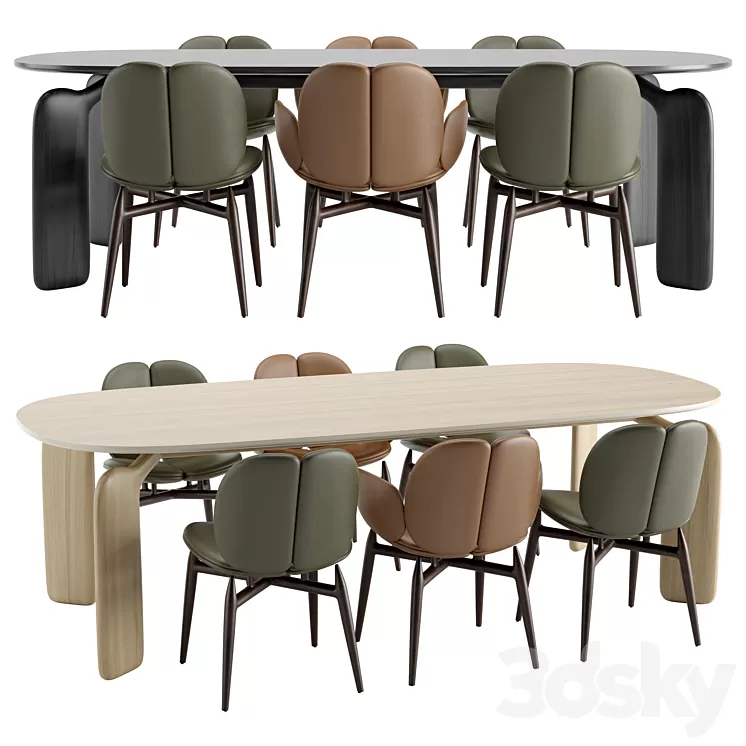 Roche Bobois - PULP table chairs wooden 3D Model