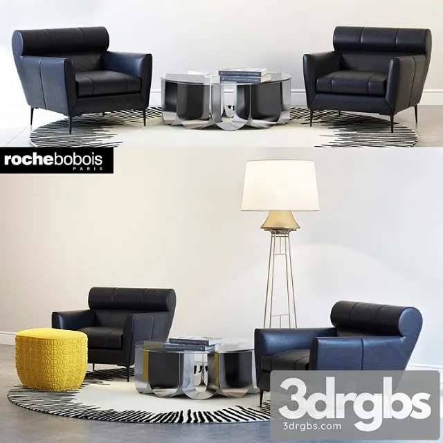 Roche Bobois Virgule Armchair Paris Sunset Trilogie Ottoman 3D Model Free