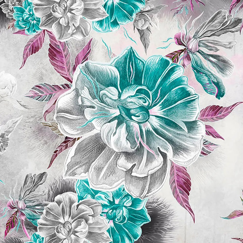 ROCK AND WALL - Wallpaper Allegory of peonies 3D Model