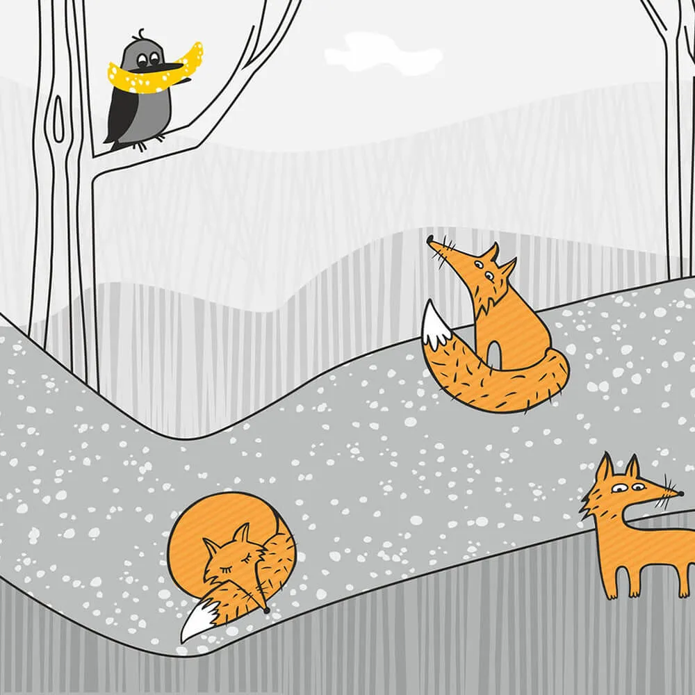 ROCK AND WALL - Wallpaper Crow and foxes 3D Model