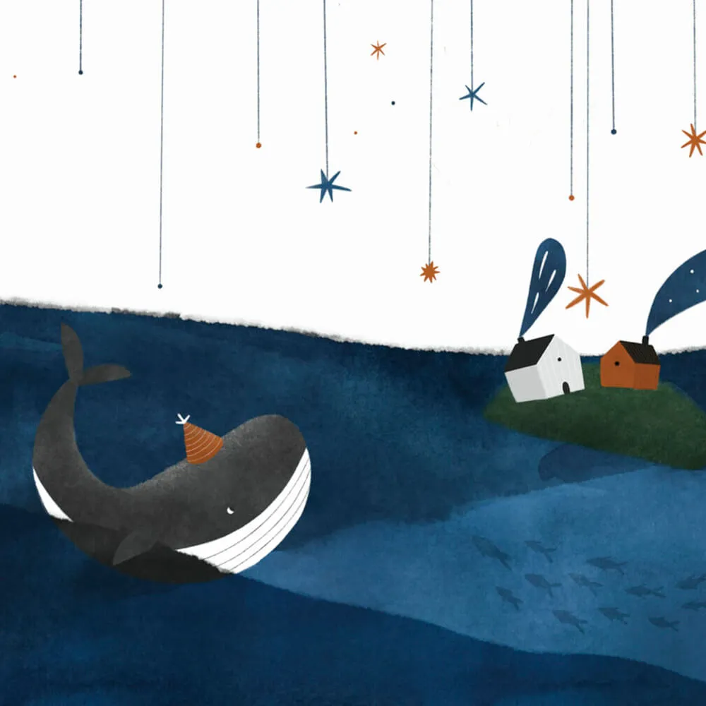 ROCK AND WALL - Wallpaper Whale in a cap 3D Model