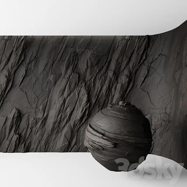Rock cliff wall №5 3D Model