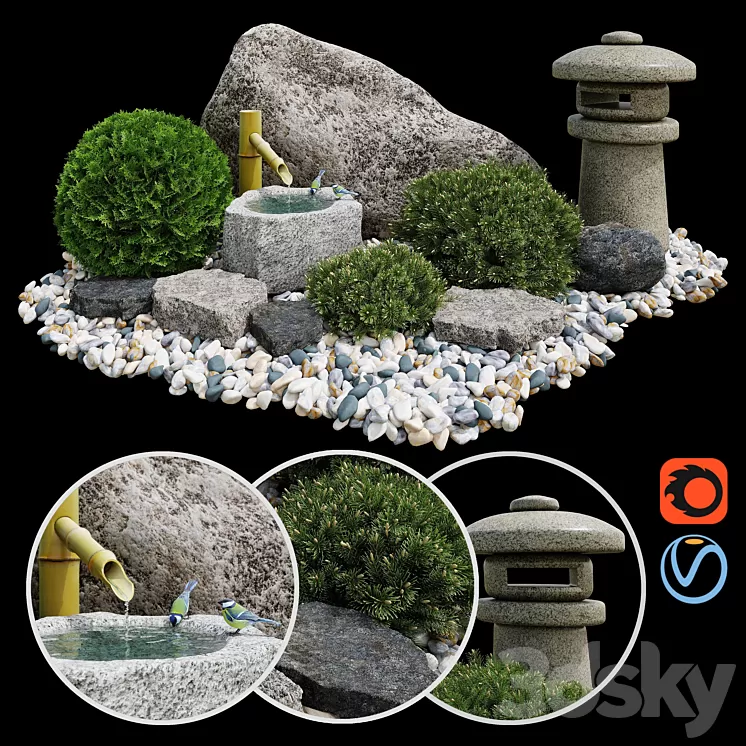Rock garden. Tsukubai / Rock garden. Tsukubai 3D Model