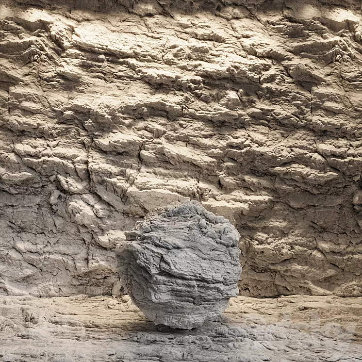 Rock in the interior. Rock material 3D Model Free