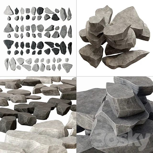 Rock stone plate splinter n1 _ Rock stone plate 3DModel