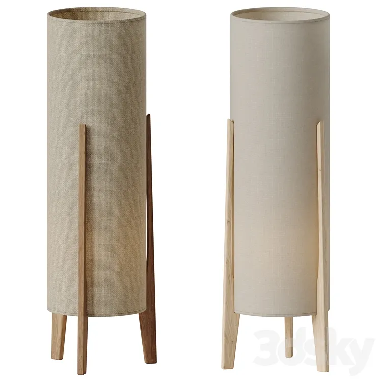 Rocket Table Lamp Tall - Caper Linen 3D Model Free