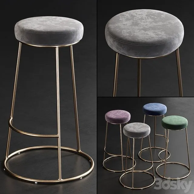 Rockett St George Atlantis Velvet Bar Stool 3D Model