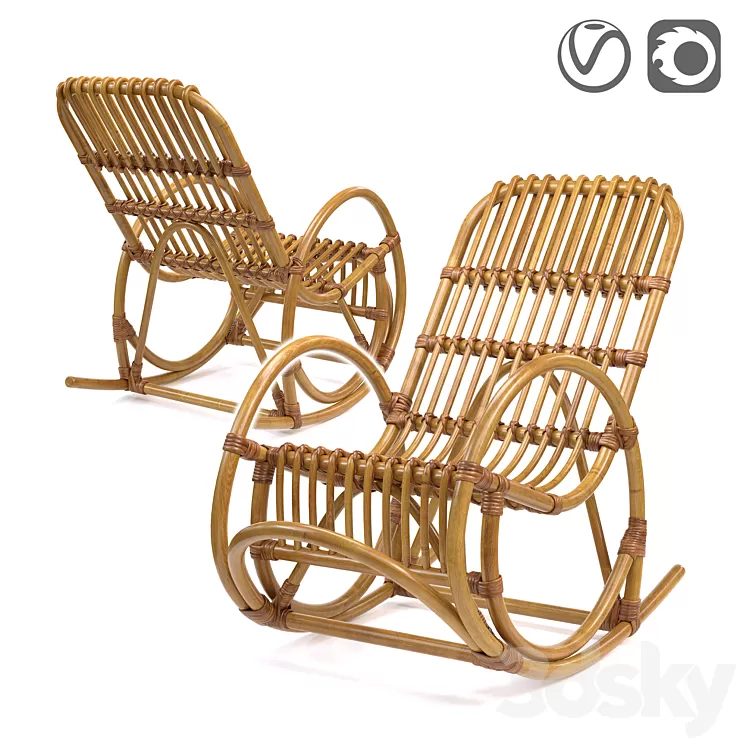 Rocking-chair children's from a rattan Malu 3D Model
