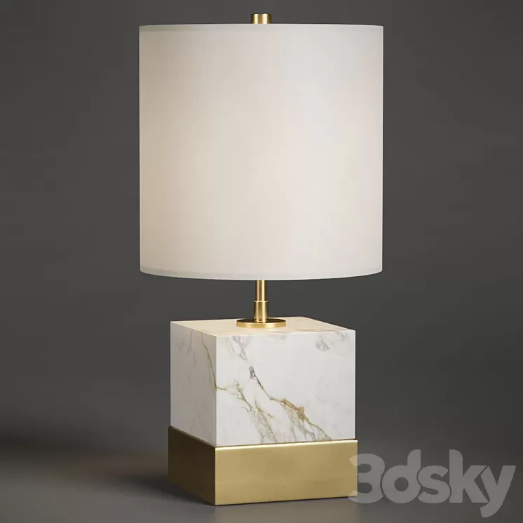 Rockport Marble and Brass Square Accent Table Lamp 3D Model