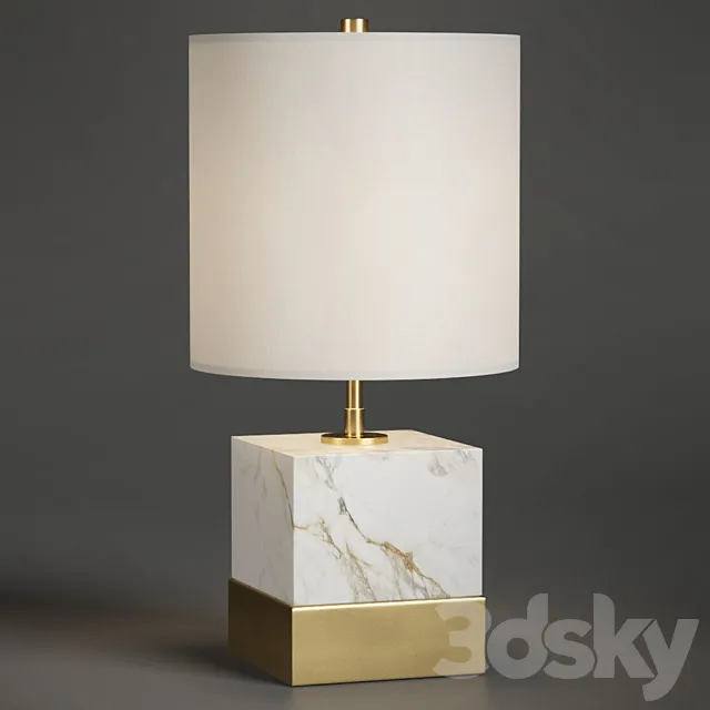 Rockport Marble and Brass Square Accent Table Lamp 3DModel