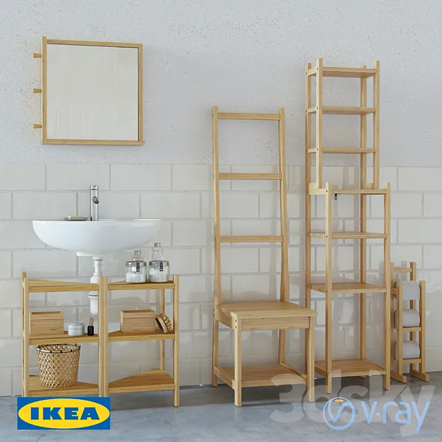 Rogrund Ikea set of bathroom furniture 3D Model