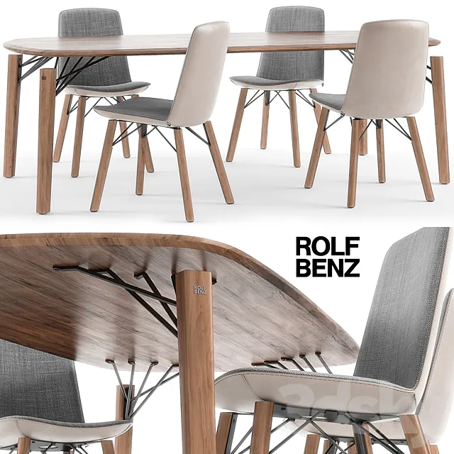 Rolf Benz 616 chair set 02 3D Model