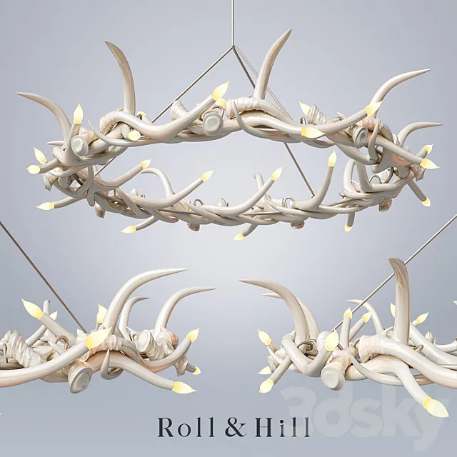 Roll & Hill _ Chandelier - 27 Antler Ring 3D Model
