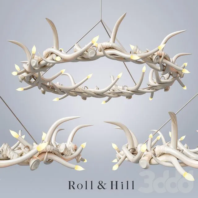 Roll & Hill Chandelier - 27 Antler Ring 3D Model