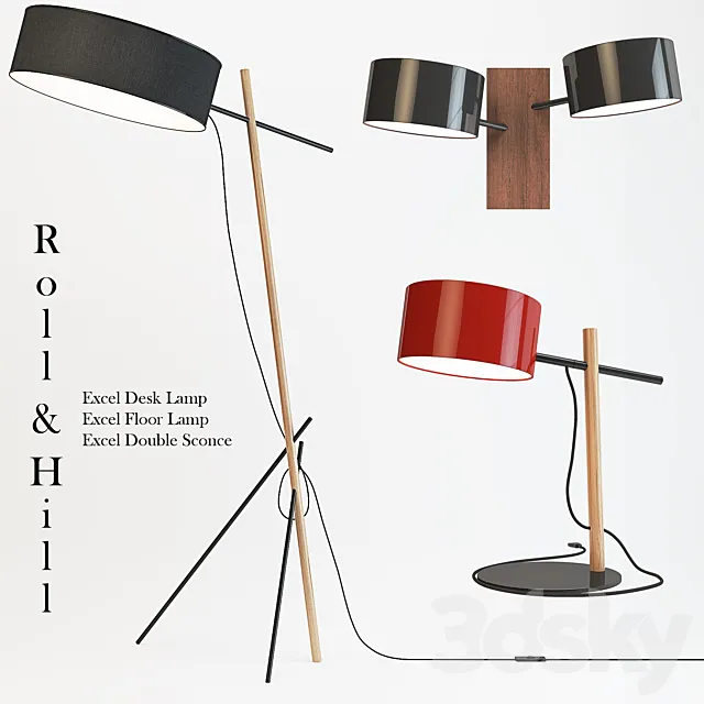 Roll & Hill - Excel Desk. Floor Lamp. Double Sconce Free Download