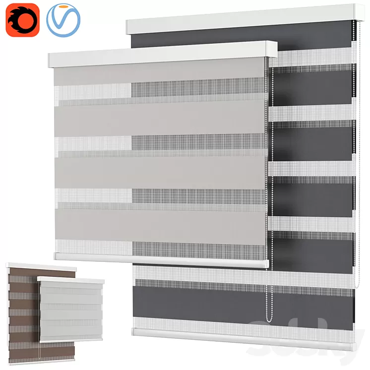 Roller Blind 105 | Day and Night Semi-Sheer Roller Shade | Stockholm 3D Model Free
