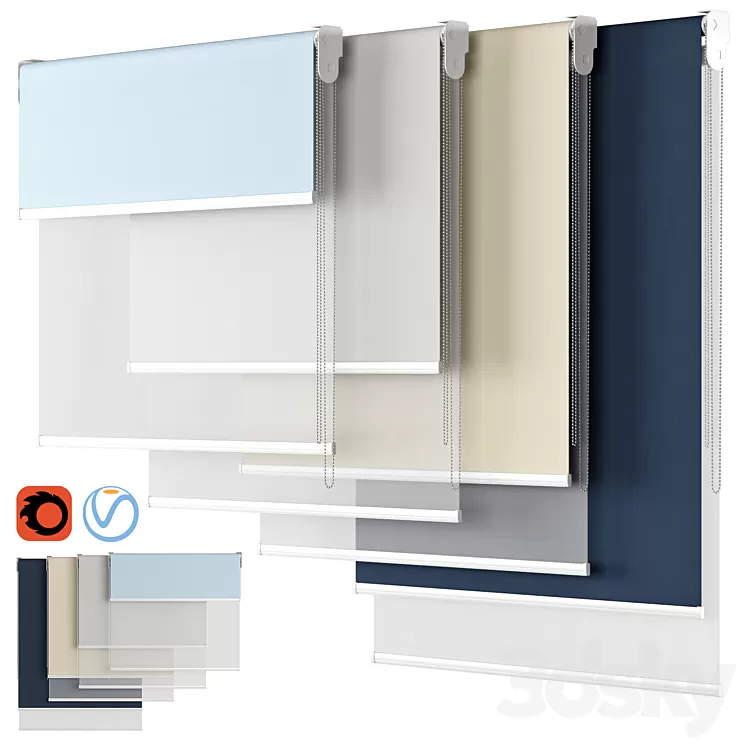Roller Blind 83 | Dual Roller Shades | Blinds Direct 3D Model