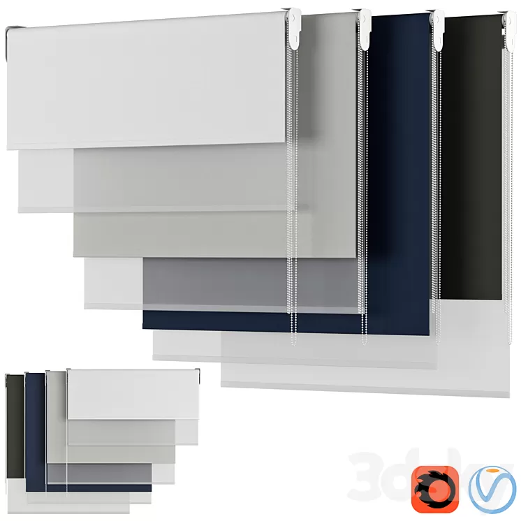 Roller Blind 96 | DOUBLE ROLLER BLIND | Dual Roller Shades 3D Model