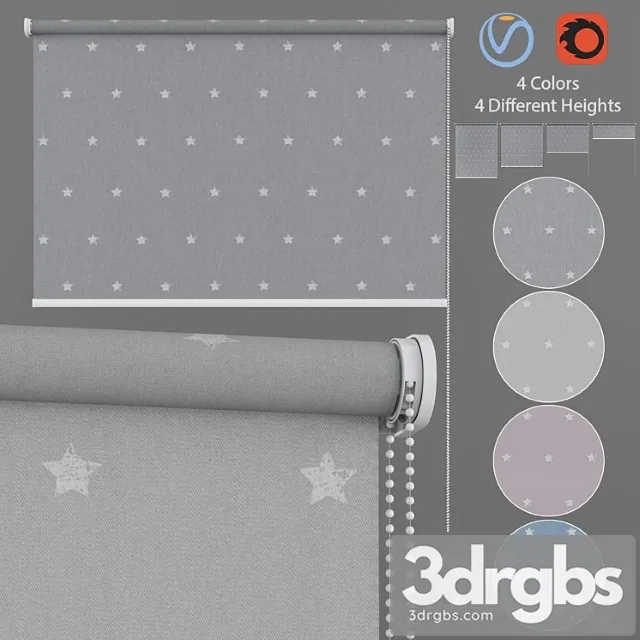 Roller Blind Stars in Four Colors Set 1 3D Model Free