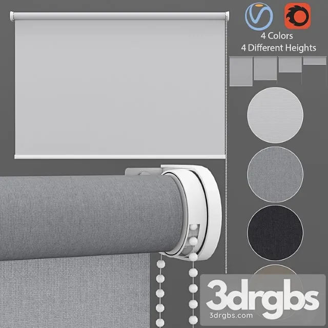 Roller blinds set 3 3D Model Free