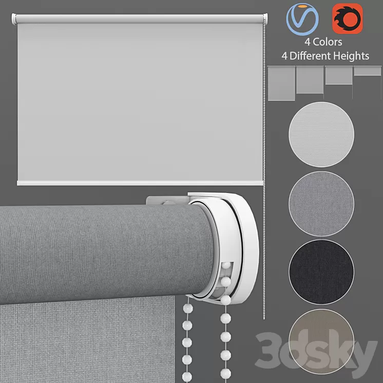 Roller Blinds Set 3 3D Model