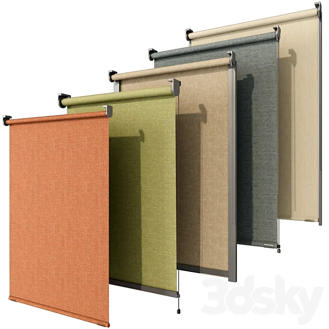 Roller blinds set 3D Model