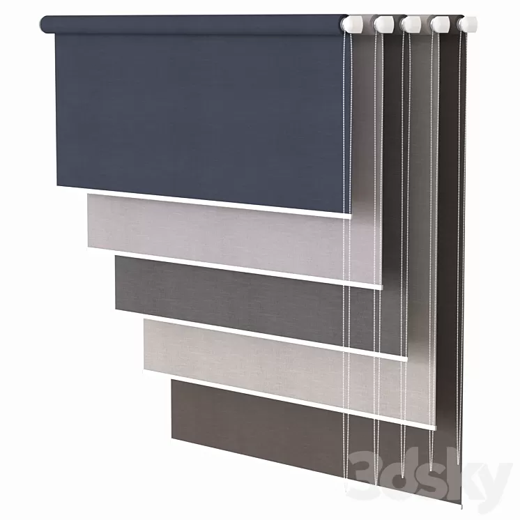 Roller blinds set 3D Model