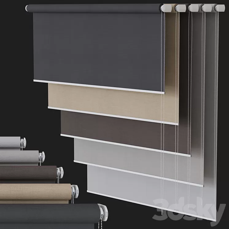 Roller blinds set №2 3D Model