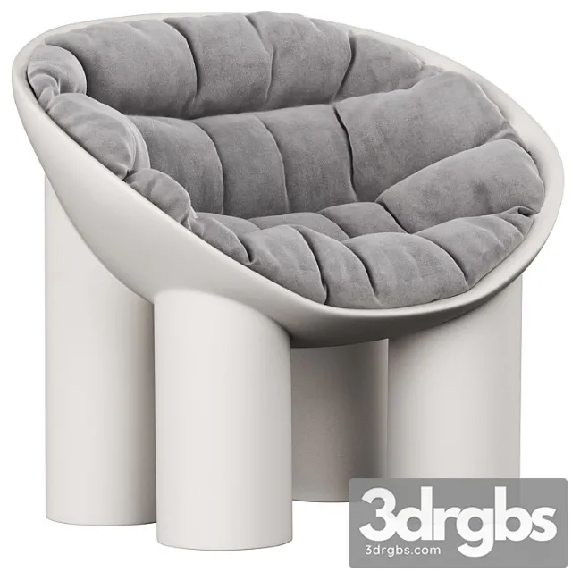 Roly Poly Polyethylene Armchair In Concrete With Cushions By Faye Toogood 1 3D Model Free