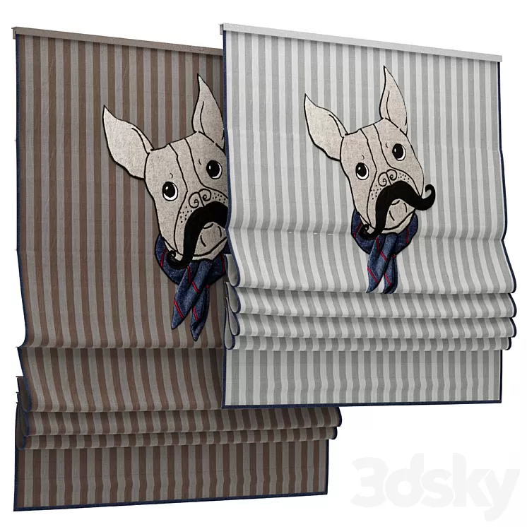 Roman blind 81 for children's room 3D Model