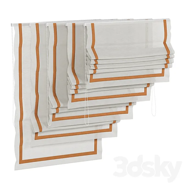 Roman blind with piping 04 3D Model